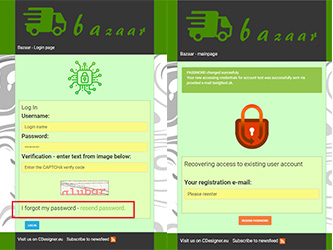 Bazaar – php example code – part 18 – forgotten pasword functionality